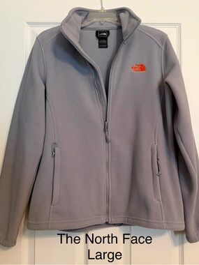 The North Face Gray Fleece Jacket with Orange Logo